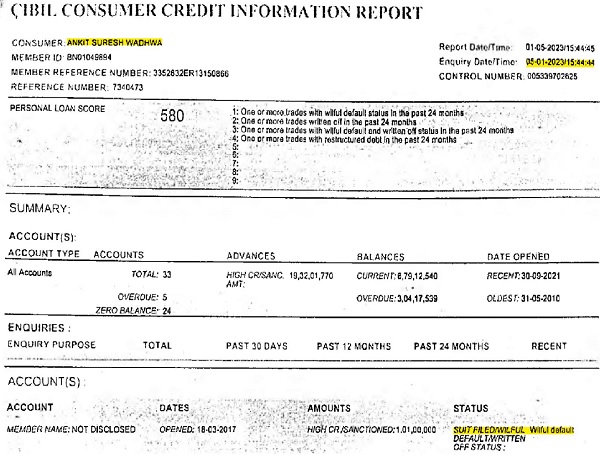 CIBIL Consumer Credit Information Report