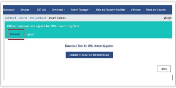Downloads Data for IMS Inward Supplies