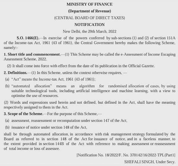 Evident that the notice under section 148