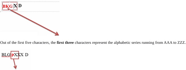Out of the first five characters, the first three characters represent the alphabetic