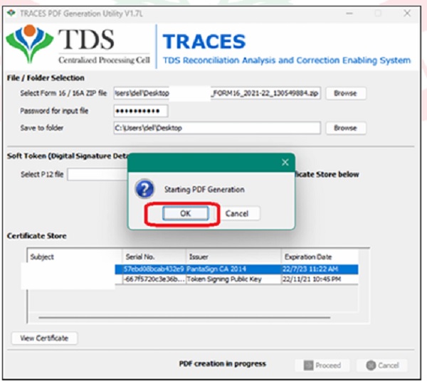 Step 13- Extract the PART-A utility, browse the form 16-PARTA Zip file and affix