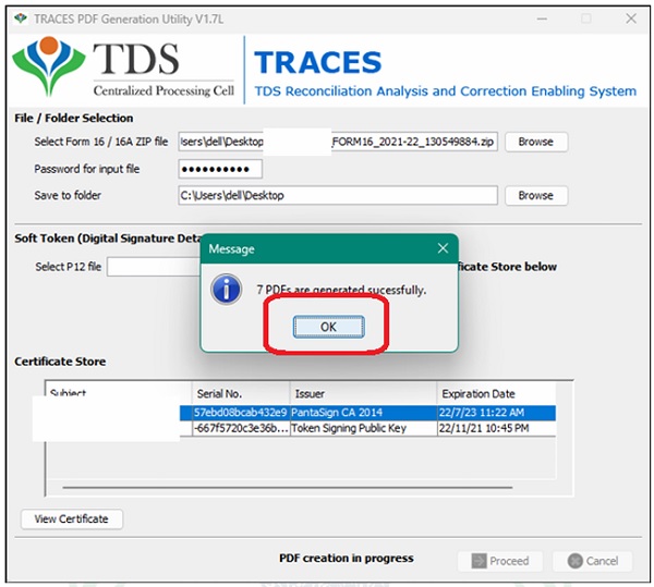 Step 14- Form 16-PART A shall be generated.