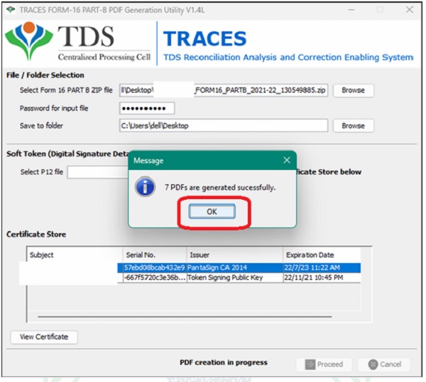 Step 16- Form 16-PART B shall be generated.
