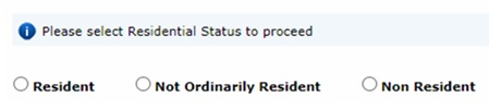 Step 4- On the next screen, select your residential status to proceed.