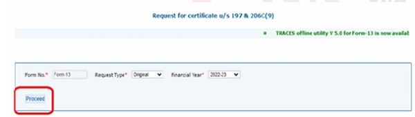 Step 6- Select the relevant option from the dropdown of 'Request Type' and 'Financial Year' and click 'Proceed'