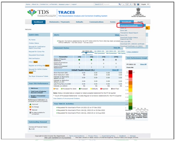 Step 8- Go to Downloads Requested Downloads.