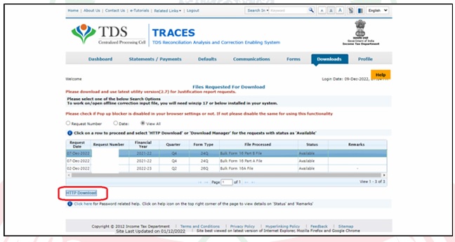 Step 9- Enter the request number generated on submission of the request