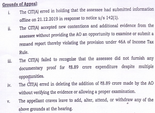 The assessee has raised the following grounds of appeal
