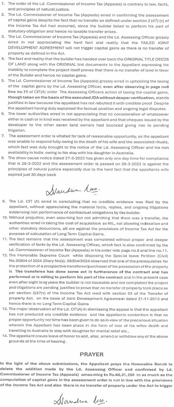 The assessee has raised the following grounds of appeal