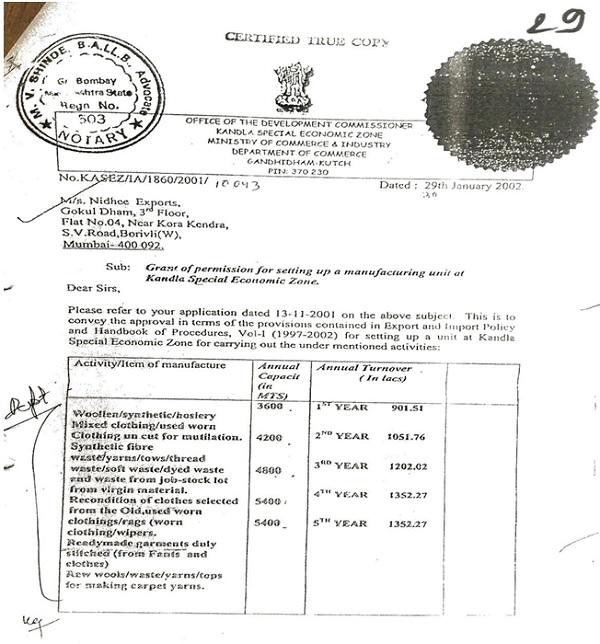 There is a dispute in LOP issued to the respondent as to which of the raw materials
