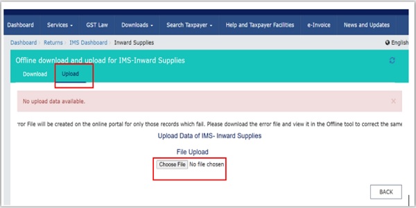 Upload Json to upload the generated file