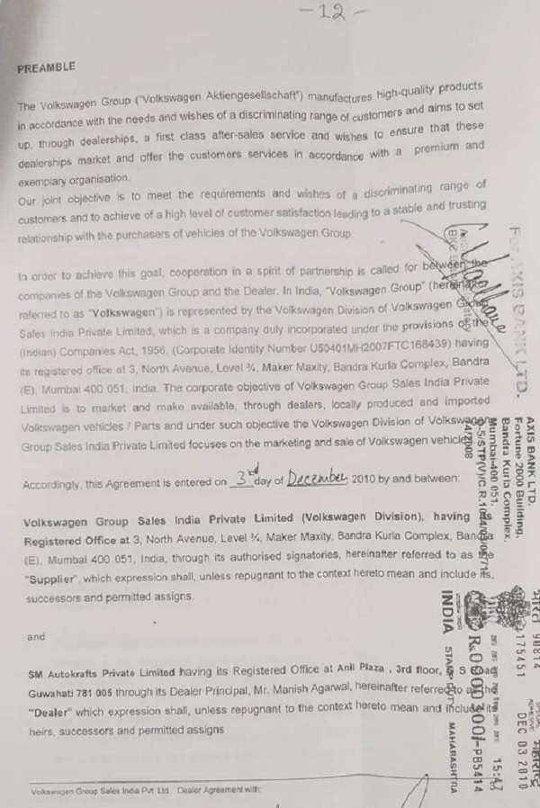 We have gone through the Agreement entered into between