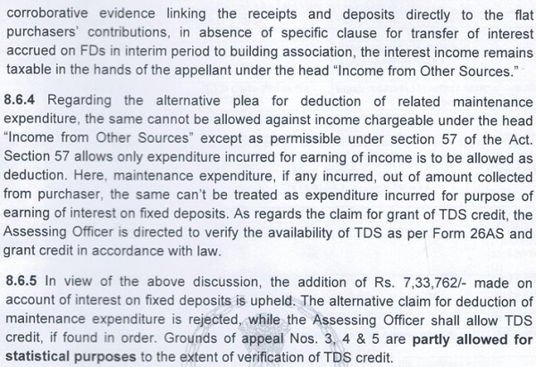8.6.4 Regarding the alternative plea for deduction of related maintenance expenditure