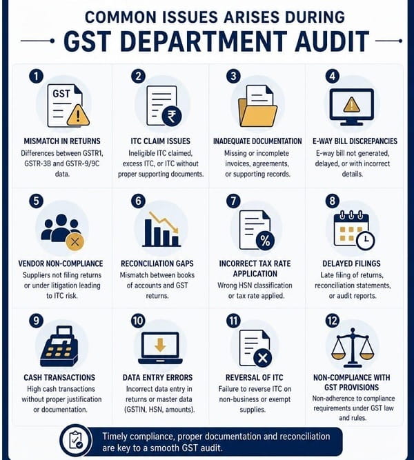 Common Issues aries during GST Audit