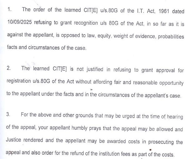 Following grounds of appeal in ITA
