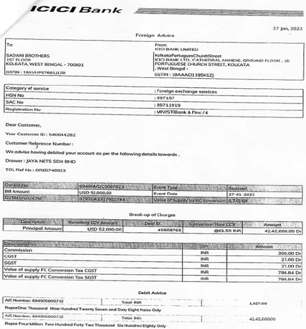 Invoice shows the unit price has USD 5.20 per kg. -2