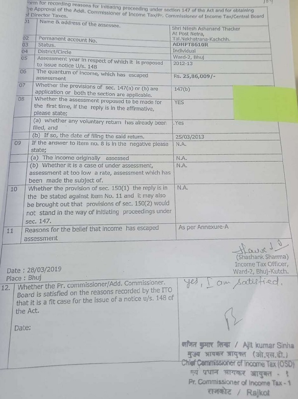 Notice under section 148 of the Income Tax Act. 1961 images 1
