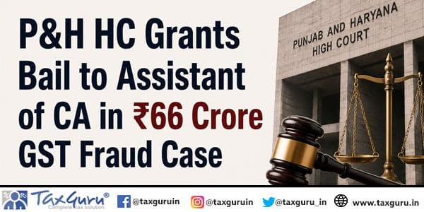 P&H HC Grants Bail to Assistant of CA in ₹66 Crore GST Fraud Case
