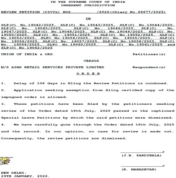 Supreme Court in the review order dated 29.01.2026