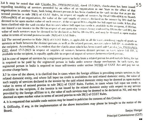 classification has been issued regarding taxability of services