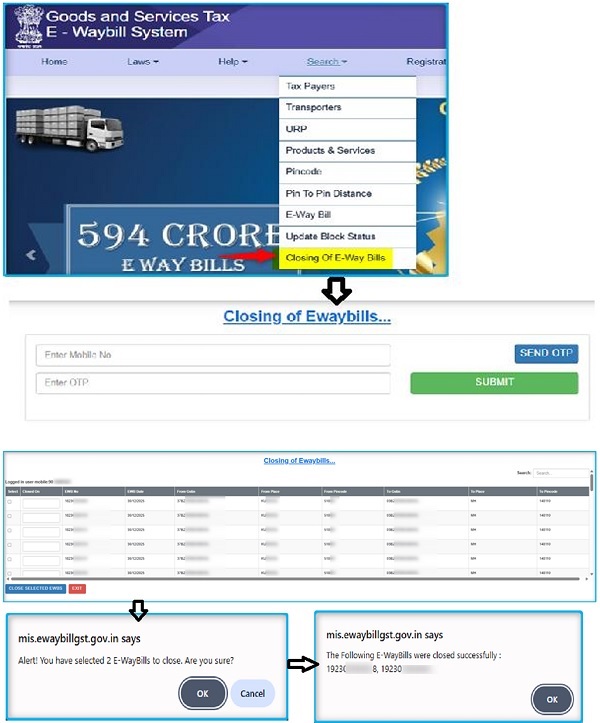e-Way Bill Closure by Driver or authorized person
