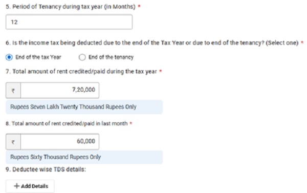 period of tenancy during the relevant tax year