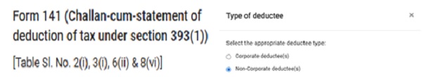 select the applicable Type of Assessee