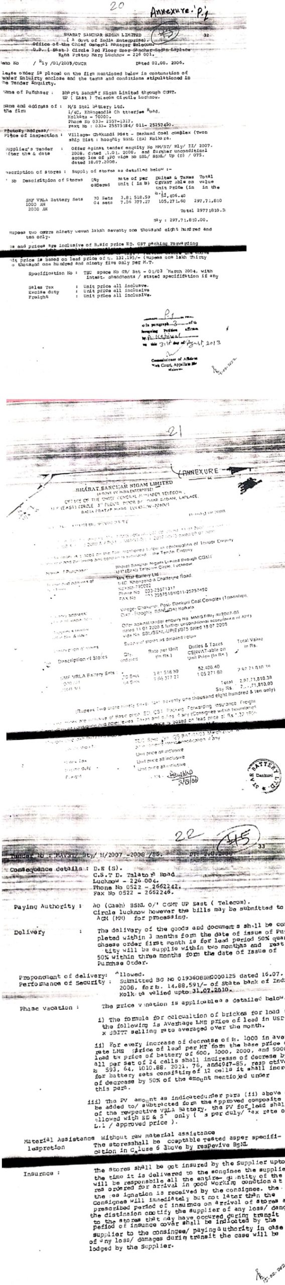 them only at that end. Sample copies of the purchase order