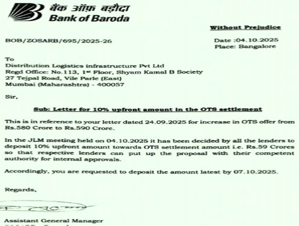 upfront amount qua OTS settlement