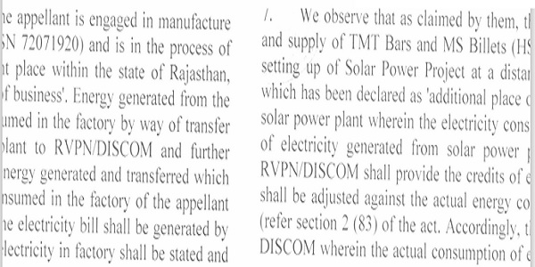 Reason Captive Solar Power Failed the ITC Test Rajasthan AAAR Treats Grid Credits as Consideration