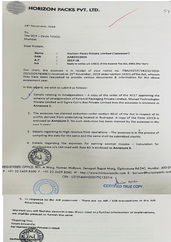 The assessee filed a detailed reply which reads as under