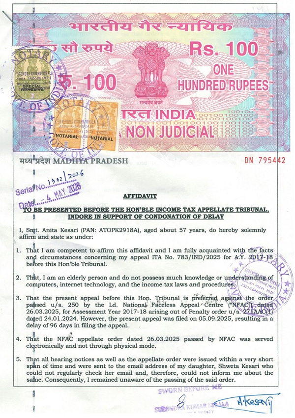 The assessee has filed separate applications- affidavits in both of these appeals for condonation