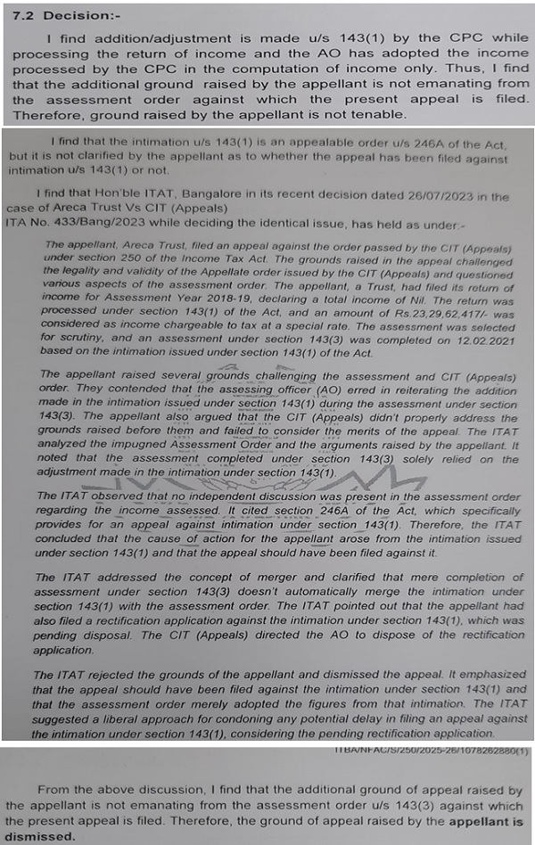 The assessee’s appeal against the assessment order was partly allowed by the Learned CIT(A) vide impugned