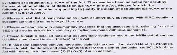 The relevant questions asked by the AO