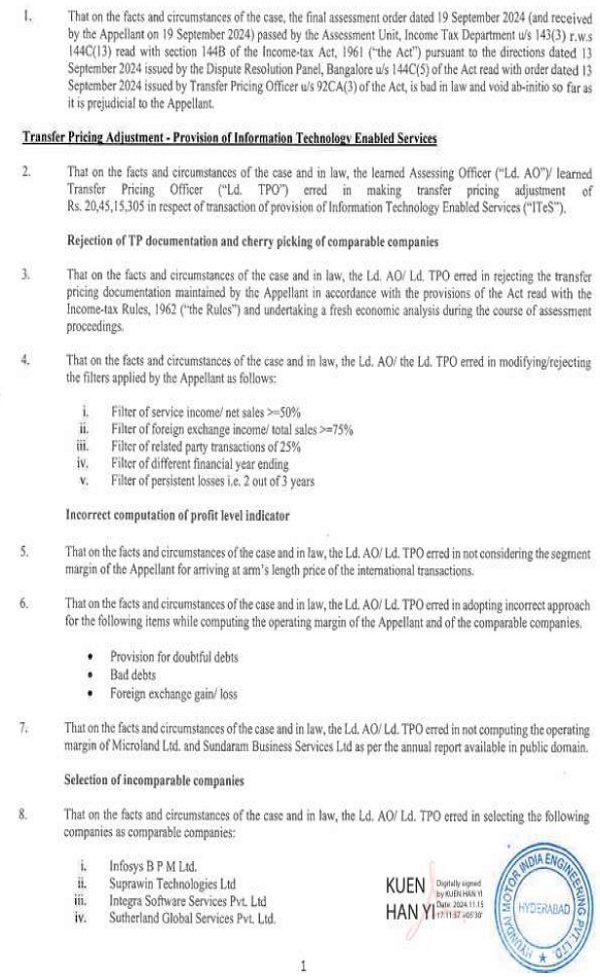 Transfer Pricing Adjustment