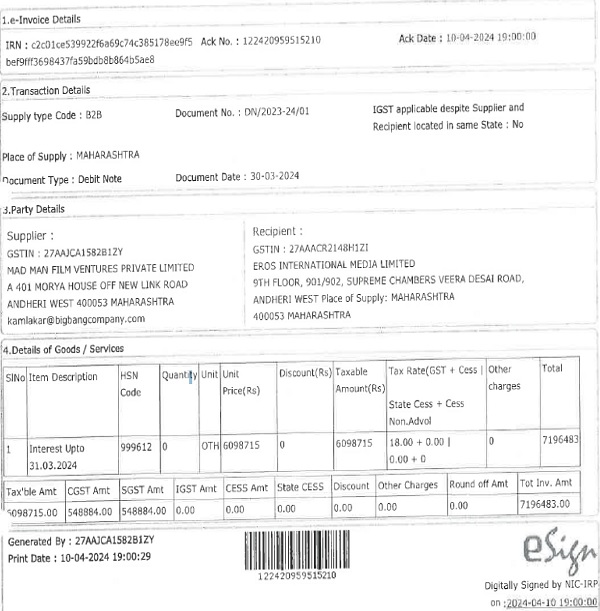 invoice and debit note are reproduced below images 1