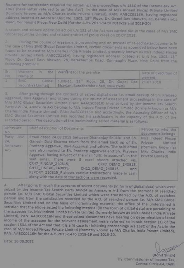 satisfaction note for issuance