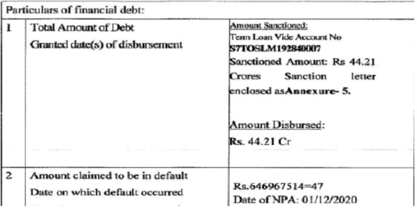 As per Part-IV of Form 1 enclosed with the Petition