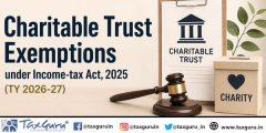 Charitable Trust Exemptions under Income-tax Act, 2025 (TY 2026-27)