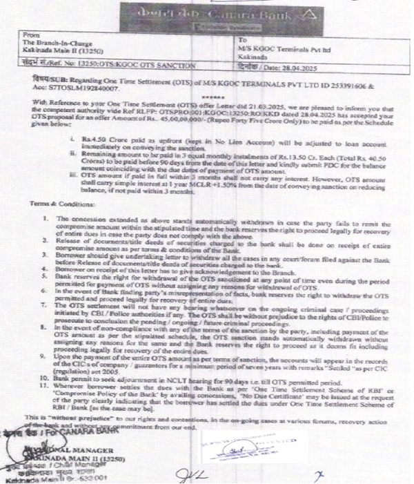 Corporate Debtors letter dated 21.03.2025