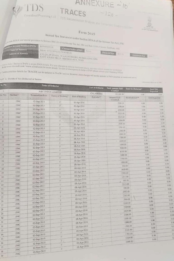 Form 26-AS is reproduced below