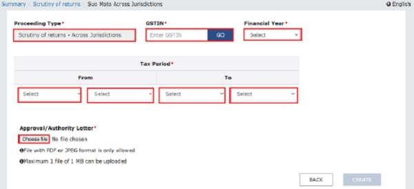 Letter by clicking on ‘Choose File’ is mandatory for the Scrutiny Officer