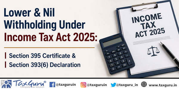Lower & Nil Withholding Under Income Tax Act 2025: Section 395 Certificate & Section 393(6) Declaration