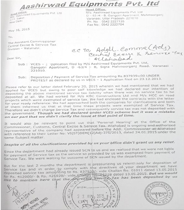 Payment of service tax