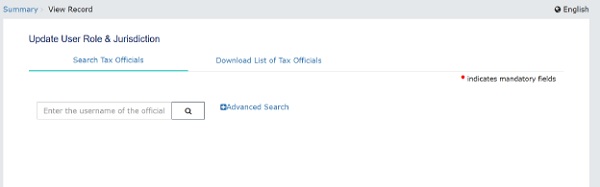 Search Tax Officials tab will be selected by default