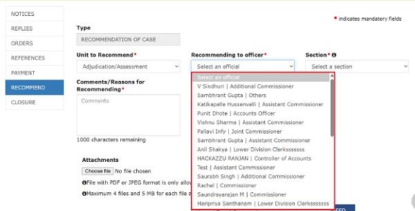 Suo Moto Proceedings (Across Jurisdictions), Recommending to officer