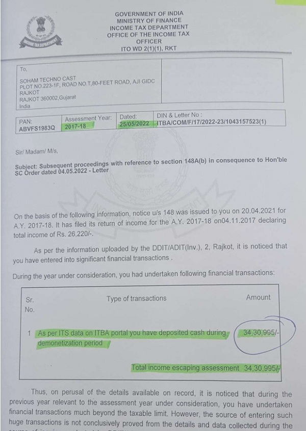 The learned Counsel for the assessee submitted that notice