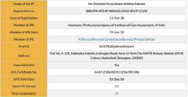 proposed IRP holds the valid AFA up to 31.12.2026