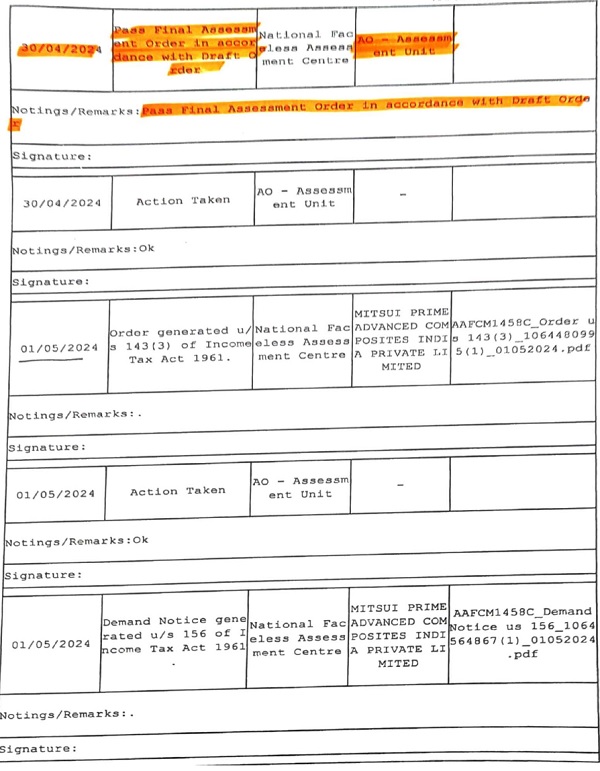 relevant sequence of events as evident from the ITBA portal was as under
