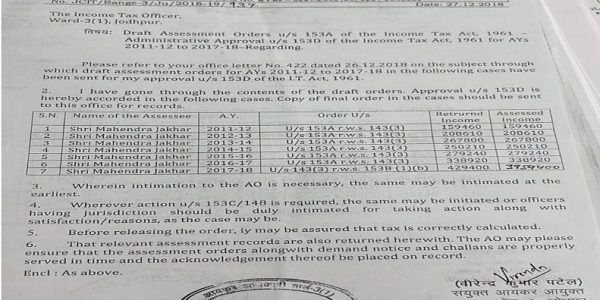 Jodhpur ITAT Quashes Search Assessment for Mechanical Approval under Section 153D
